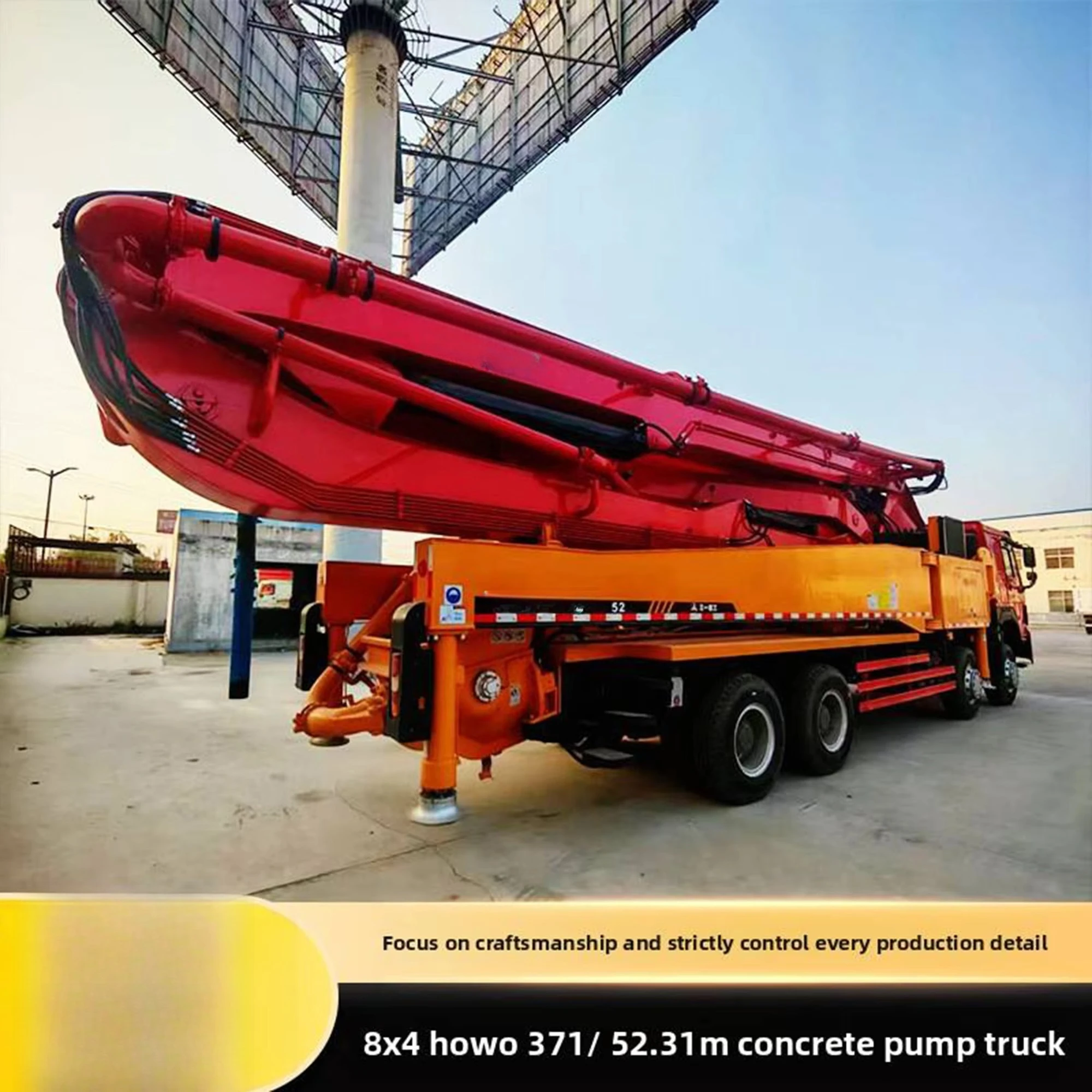 Concrete Pump Truck 52m Boom Sky Pump High Load Moment 170m/h 37-65m Pumping Lorry