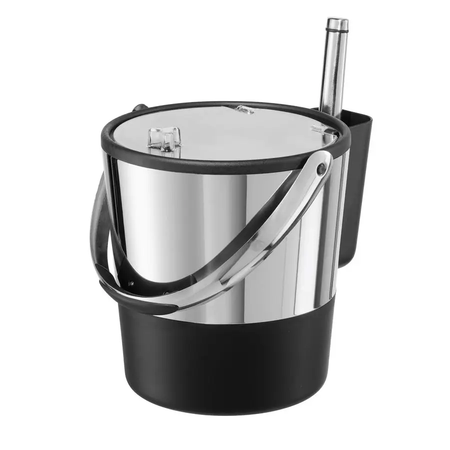 

Insulated Ice Bucket, 4 Quart 3.8 L, Stainless Steel, Black.