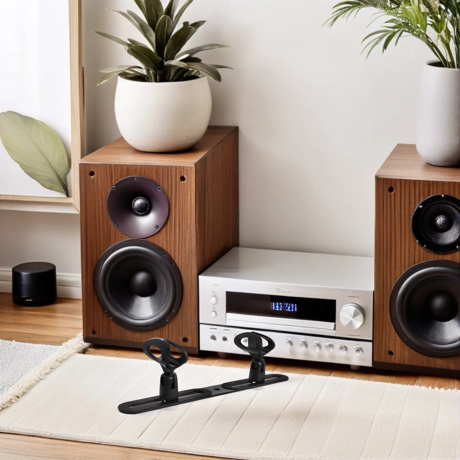 مجموعة واحدة من مشبك حامل الميكروفون متعدد الميكروفون ومشبك عمود ألومنيوم متين لعروض مجموعة المؤتمرات المكتبية