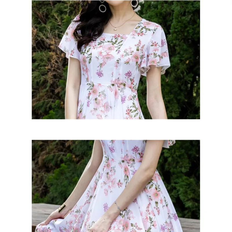 2024 Summer New Gentle Sweet Floral Dresses Women's Fashion Slim Oversize 4XL abito in Chiffon francese femminile Y2k Large Dress