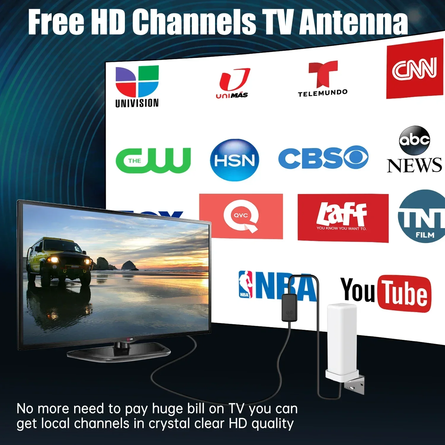 6000 Miles HDTV 1080P Outdoor HD 4K HD 1080P Digital TV Antenna 360° Signal Amplified Booster 35DBI IP66