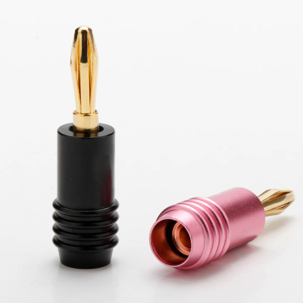 Cavo per altoparlante audio HiFi Connettore a banana Spina a banana rosa/nera placcata oro per amplificatore fai da te Cavo per altoparlante audio 4 pezzi
