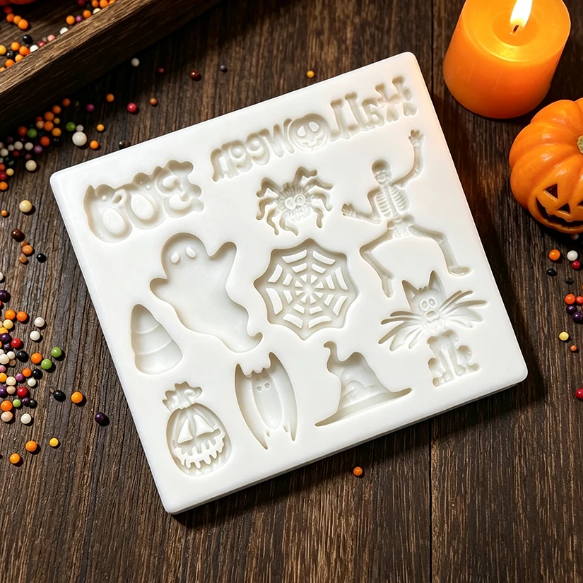 Halloween Geist Schädel Spinne Silikon Form Sugar Cupcake Backform Harz Werkzeuge Schokolade Fondant Kuchen Dekorieren Werkzeuge – Detail 3