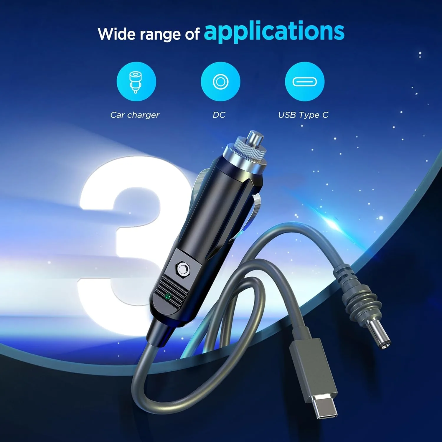 3 in 1 Starlink Mini Cable , High-Speed USB C/Car Charger/DC to DC Replacement Cable  Power Cable Accessories