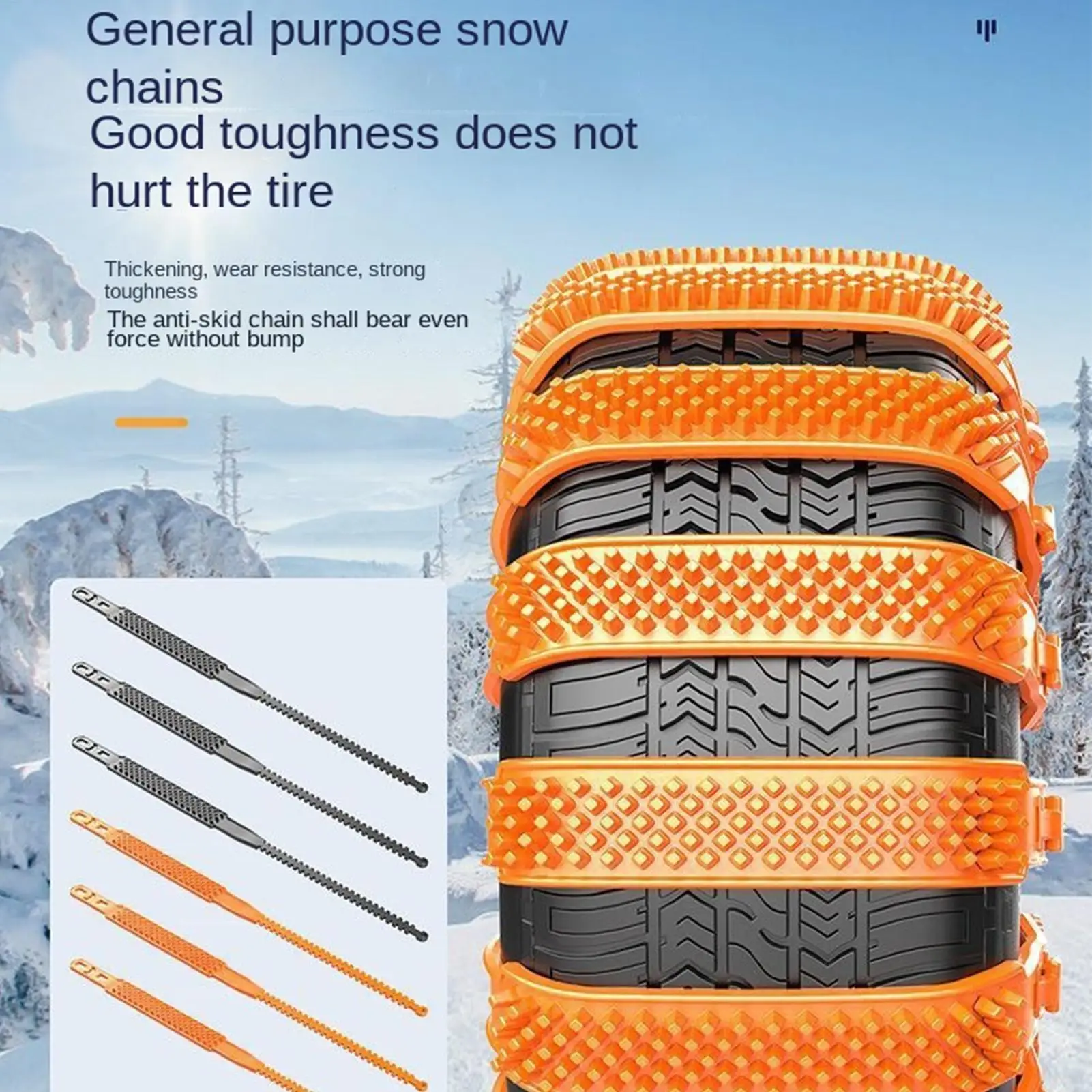 10pcs Snow Tire Straps Adjustable Anti-Skid Car Grips Tire Straps For Snow For Auto Automotive Van Vehicle RV Truck SUV