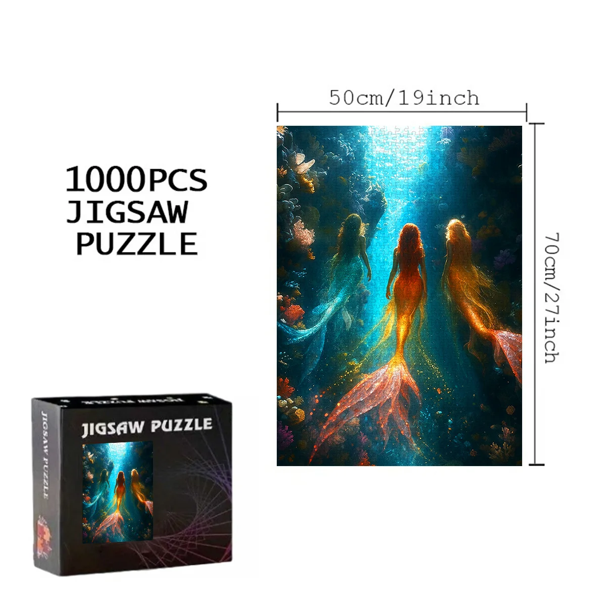 ตัวต่อจิ๊กซอว์ผจญภัยใต้น้ำนางเงือก 500/1000 ชิ้น |   กระดาษแข็งคุณภาพสูง พกพาสะดวก เหมาะสำหรับวันเกิด คริสต์มาส ปีใหม่