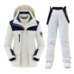 Terno de esqui para mulheres, casacos e calças de neve, impermeável ao ar livre, windproof snowboard wear, roupa de esqui quente, inverno, quente