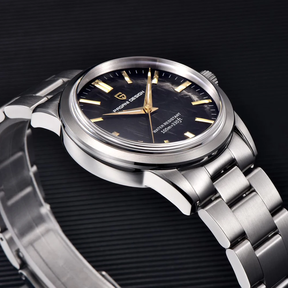 PAGANI DESIGN 40MM Meteorite dial Men Quartz Watches Luxury Business Sapphire 316L Stainless Steel 100M Waterproof Watch For Men