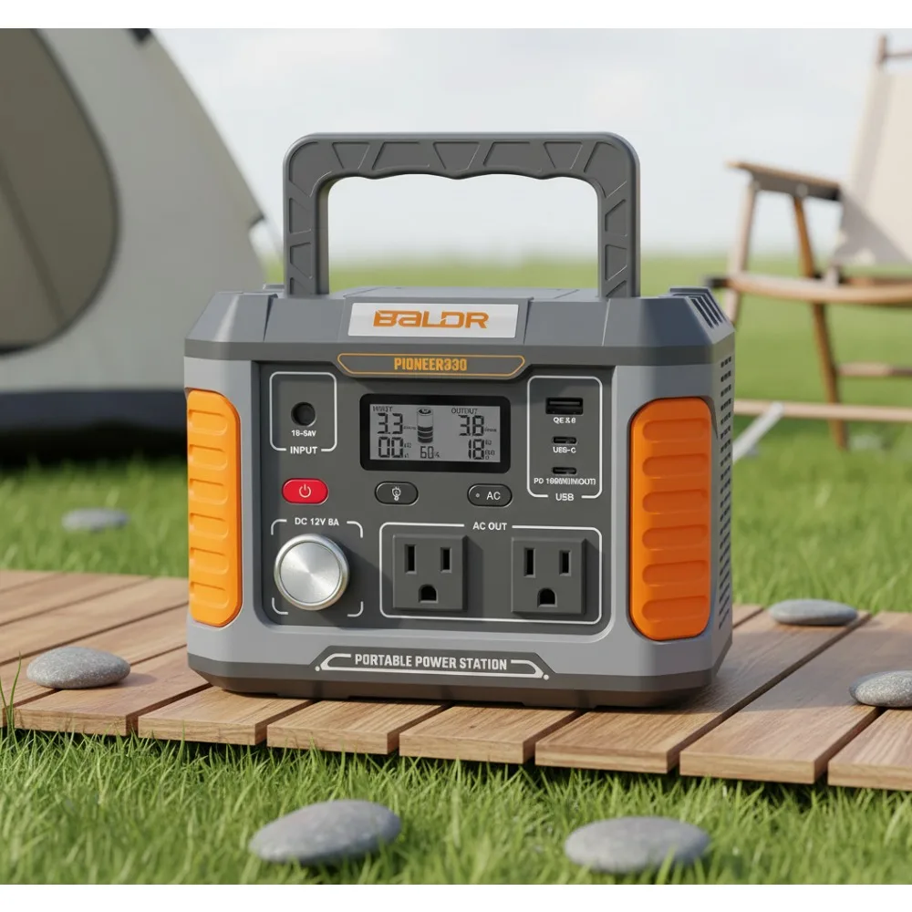 330W Portable Power Station with 288Wh Capacity, Pure Sine Wave AC Outlet, Solar Charging for Camping Travel Emergency Backup