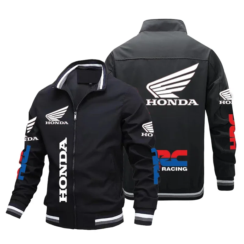 2024 New Honda Motorcycle Men's Jacket Honda Print Bomber Jacket Casual Trendy Baseball Uniform Men's Women's Motorcycle Jacket