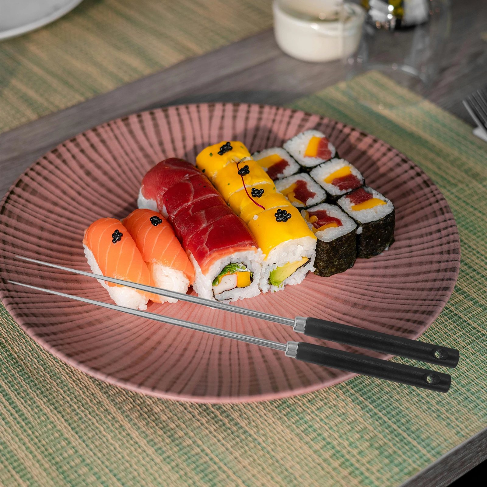 

1Pair Stainless Steel Chopsticks Japanese Style Reusable Lightweight Heat-Resistant Dining Tableware Safe Kitchen Accessories