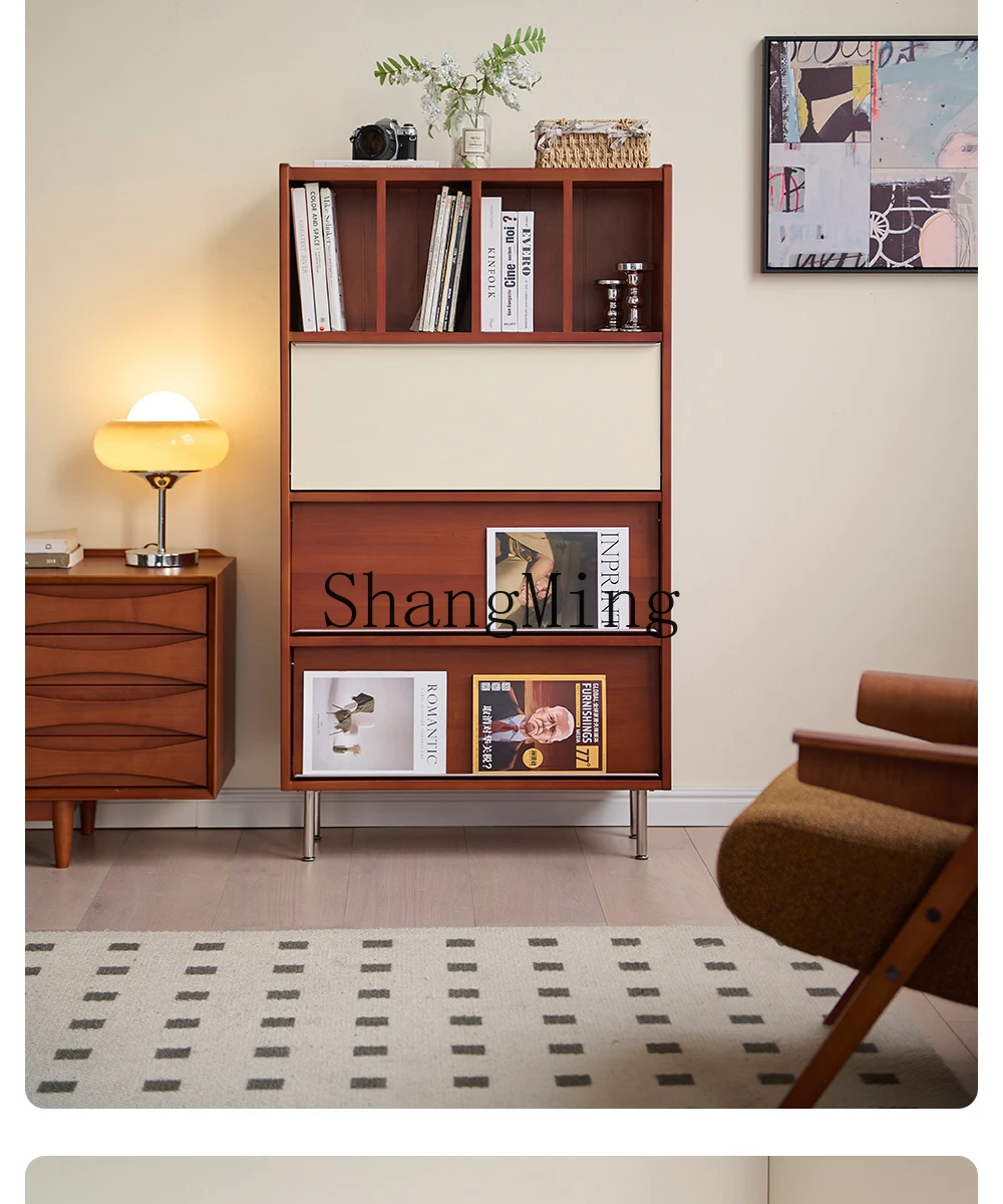 

HJ medieval style solid wood bookcase bookshelf retro storage storage cabinet small apartment