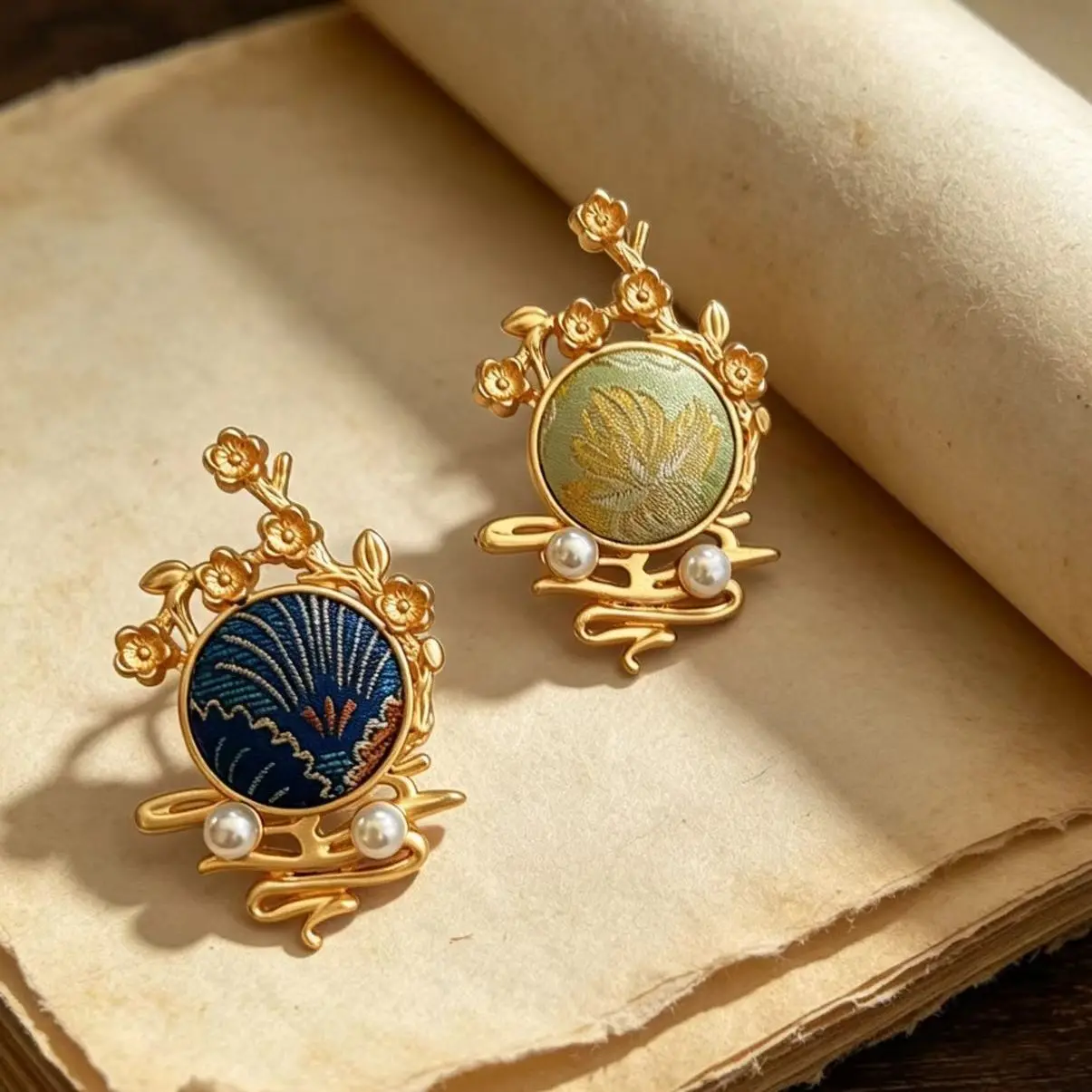 Song Brocade Chinese Vintage Brooch Hollow Lapel Pin Oriental Traditional Embroidery Jewelry Hanfu Clothing Women Accessory