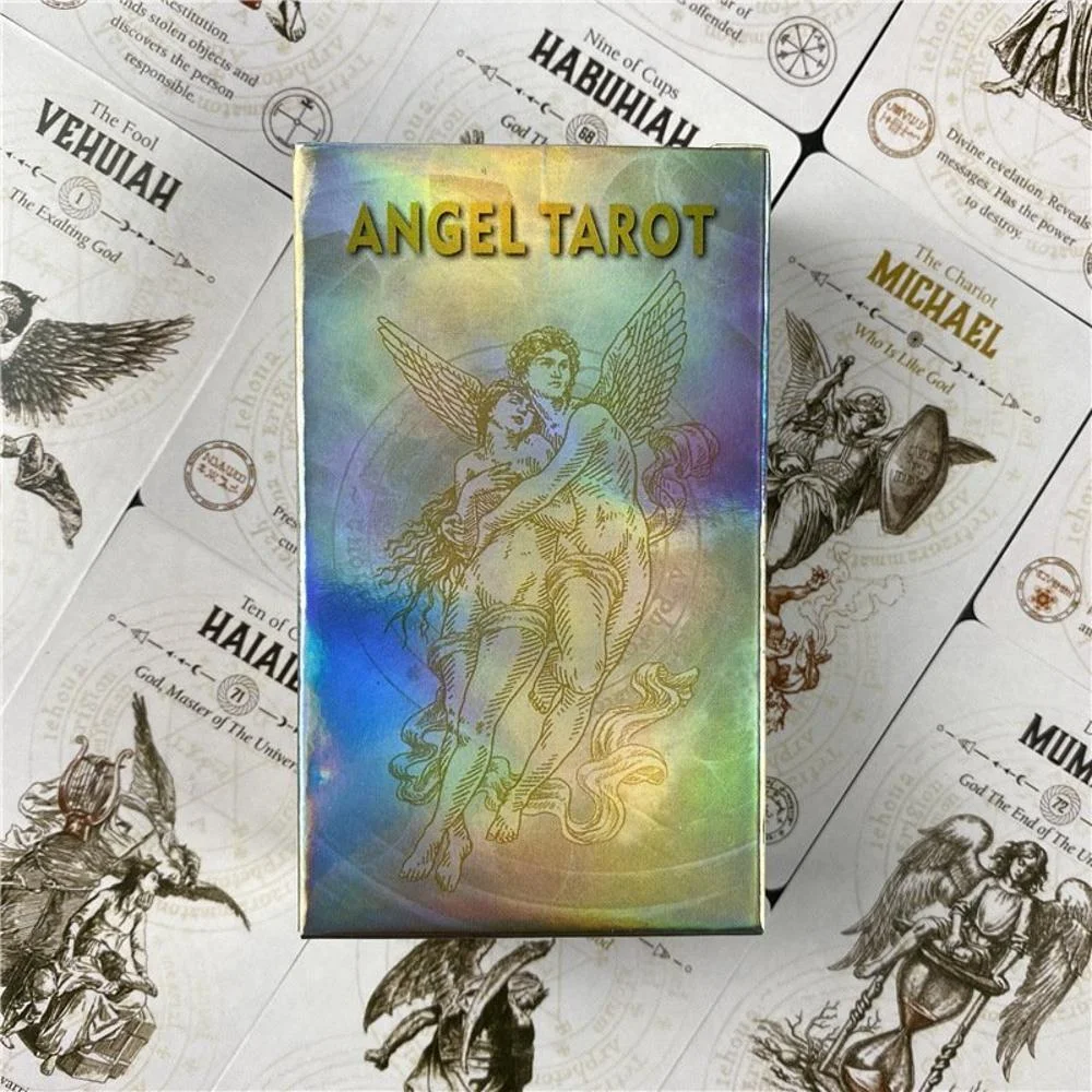 10.3*6cm Angel Tarot Card Deck Holographic Laser Edition Pocket Size 78 Pcs Cards