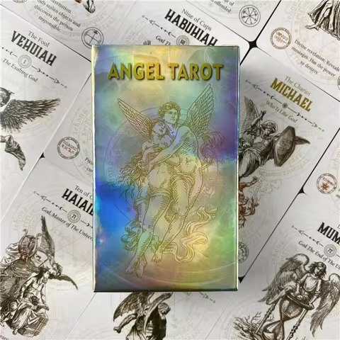 10.3*6cm Angel Tarot Card Deck Holographic Laser Edition Pocket Size 78 Pcs Cards