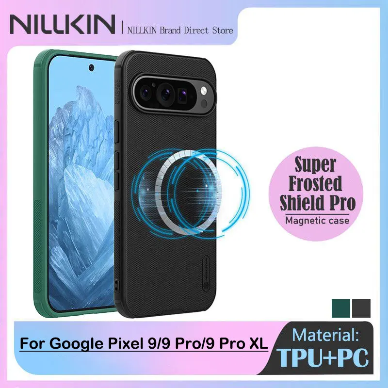 Funda magnética NILLKIN Super Frosted Shield Pro para Google Pixel 9, Pixel 9 Pro, Pixel 9 Pro XL, cubierta para PC + TPU, MagSafe, antideslizante