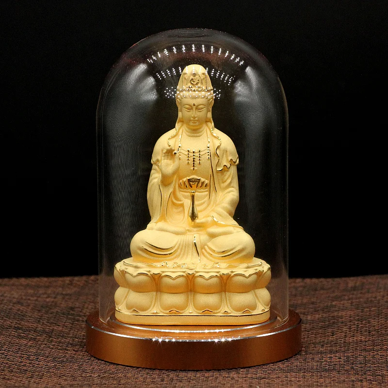 HOME CAR High grade Buddha statue alluvial gold gold plating goddess Guanyin bodhisattva Buddha ornament Effective protection