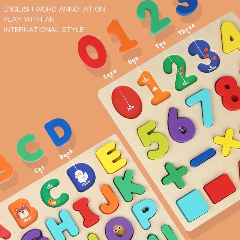 ；Children's alphanumeric cognitive puzzles, color and shape blocks, early childhood education, educational toys, matching games