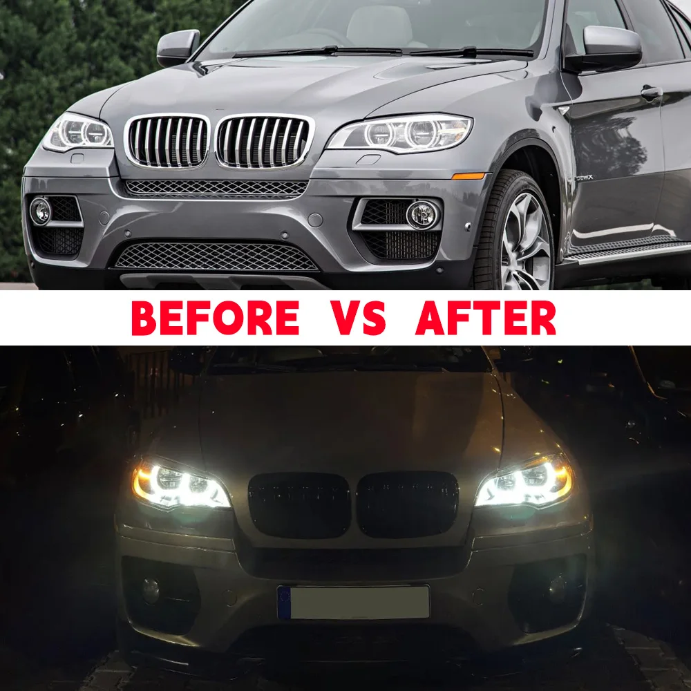 

1Pair 12V Car Lights For Bmw X6 E71 Headlights 2008-2014 Modified Headlamp Assembly Upgrade Auto Led Projector Lens Accessories