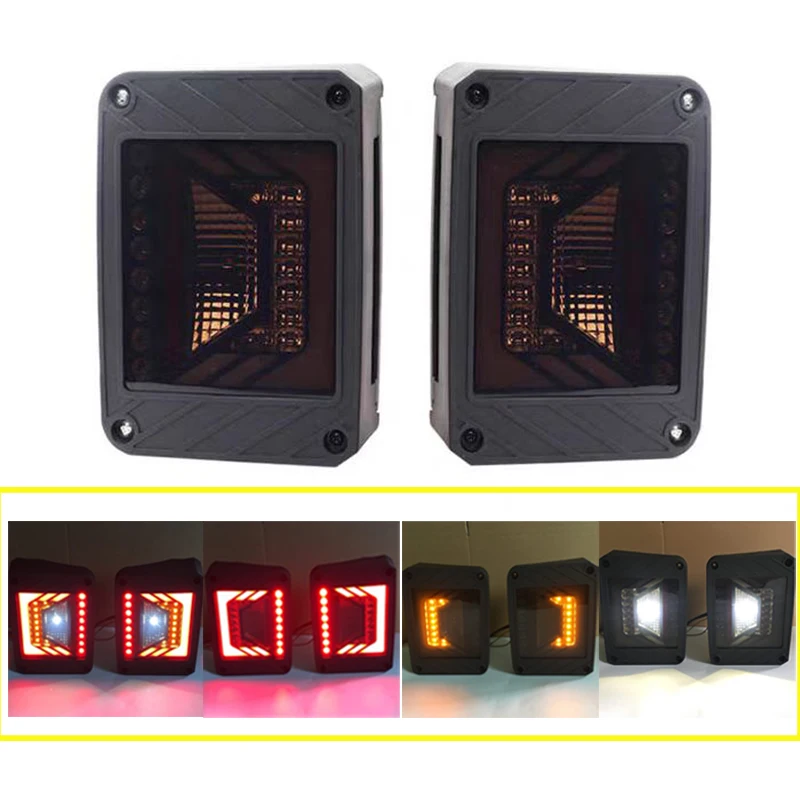 Lantsun J330 LED Tail Lights ABS Rear Light Turn Signal Lamp LED Taillight  for Jeep for wrangler JK07-17, 1-pair
