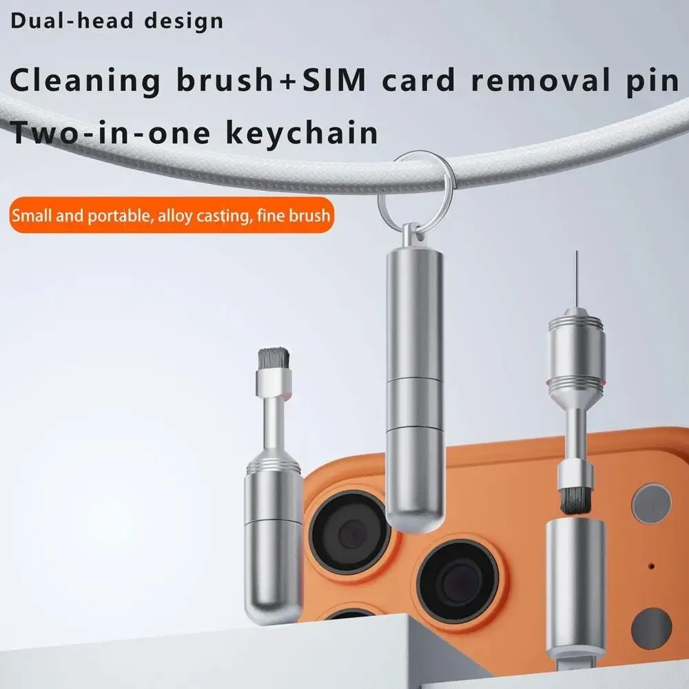 2‑in‑1 SIM Card Eject Pin Cleaning Brush Portable Keychain Cleaner For Mobile Phone Speaker Bluetooth Headset Dust Removal Tool