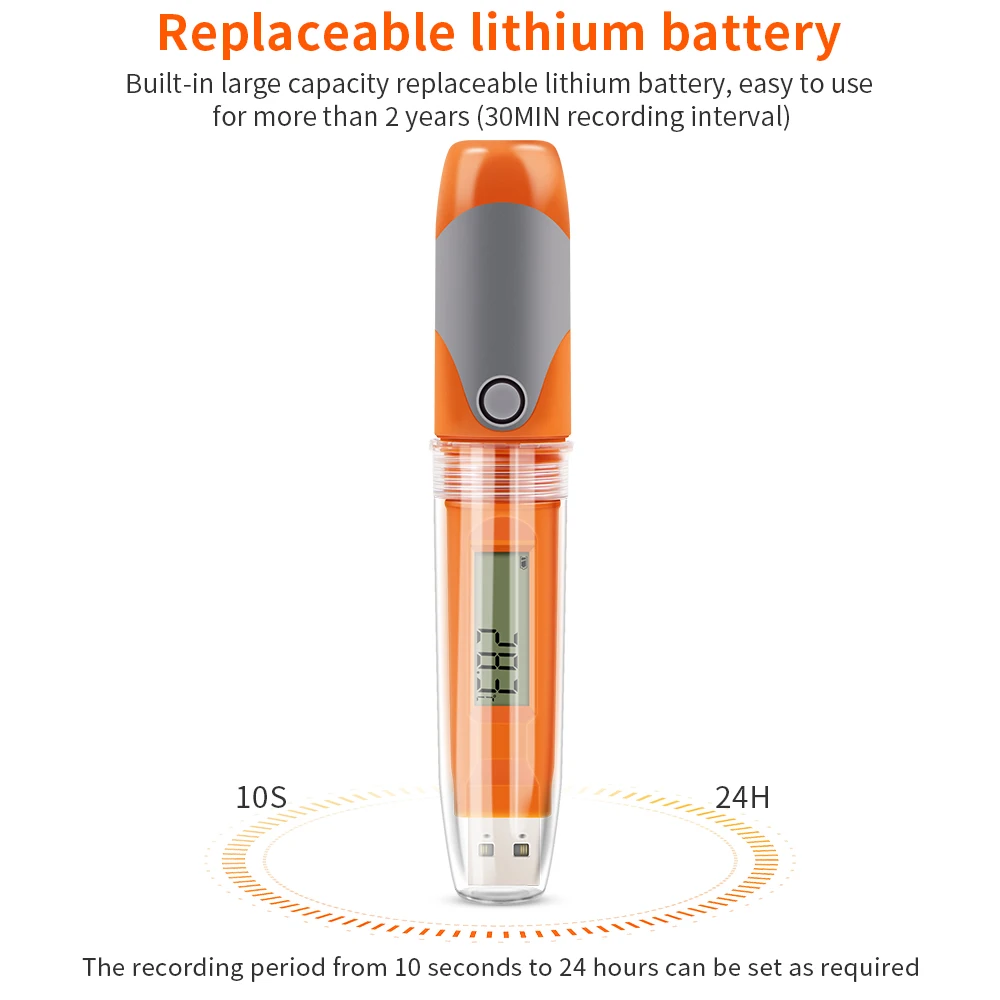 RC-51H USB Humidity Temperature Data Logger Digital Auto PDF 32000 Points Data Recorder for Storage Refrigerated Transport