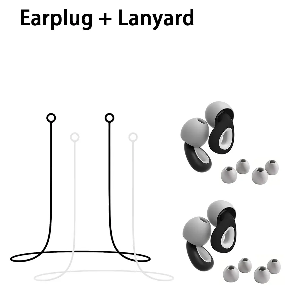 Silicone Earplugs Set 2 Pairs Supplied With Silicone Lanyard Washable Flexible Noise Blocking Ear Plugs Waterproof Ear Guards Fo