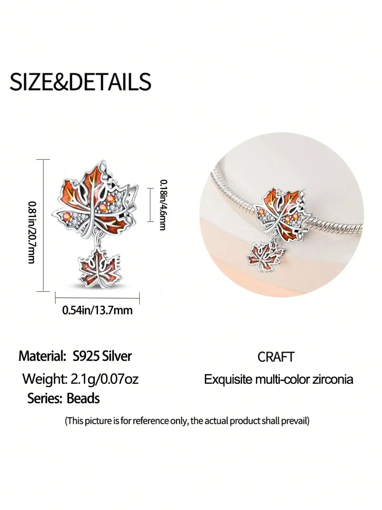 2025 Hot Sale Charms Bead 925 Sterling Silver Autumn Acorns Fallen and  flowers Fit Bangle Bracelet Necklace DIY Jewelry view 2