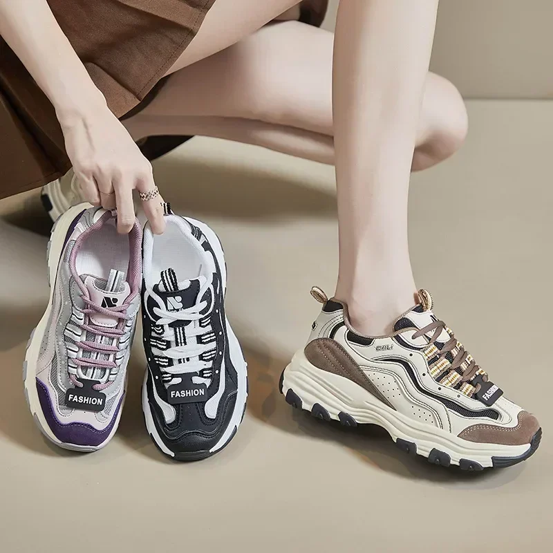 Women Chunky Sneakers  New Thick Bottom Platform Ladies Sports Shoes Woman Casual Fashion Sports Shoes Running Shoes