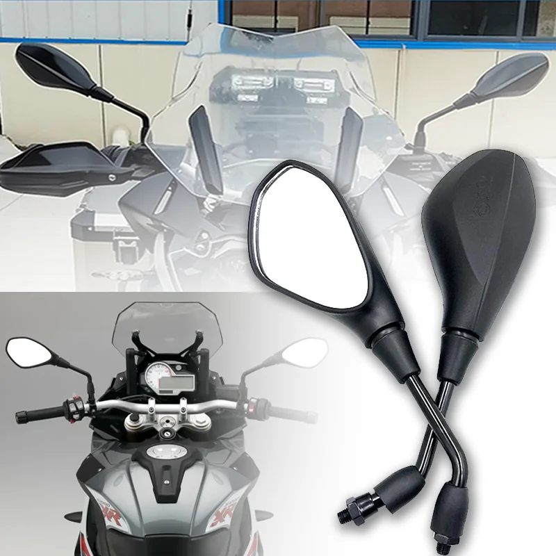 M10 Clockwise Motorcycle Rearview Mirror ABS Black Universal Side Mirror Wide Field of View High-Definition Lens