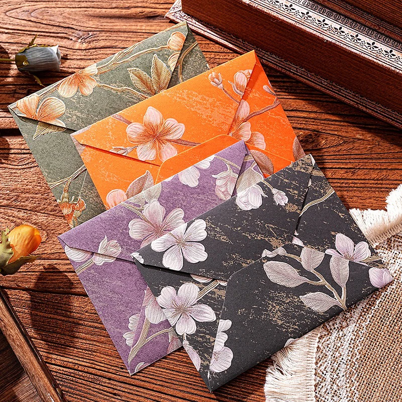 10pcs Vintage Brocade Envelopes Retro Floral Envelope For Letter Writing Kawaii Gift Package Wedding Invitation Card Cover