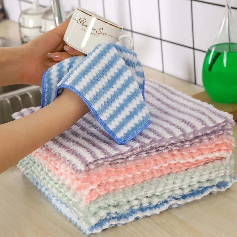 5PCSCleaning Cloth Kitchen Scouring Pad Towel Dishcloth Household Rags Gadget Microfiber Non-stick Oil Table Cloth Wipe