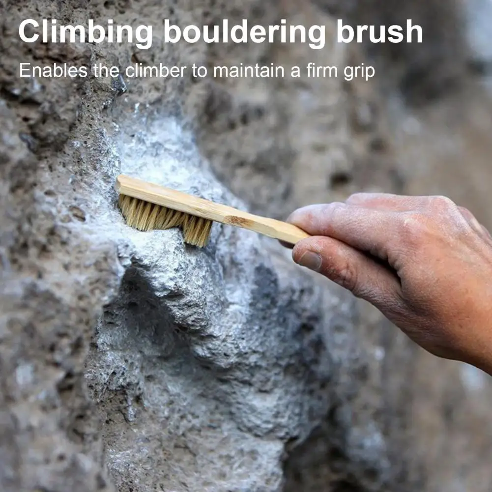 Wooden Rock Climbing Brush with Handle Thick Boar Bristles Portable Indoor Outdoor Climbing Bouldering Brush Cleaning Tool