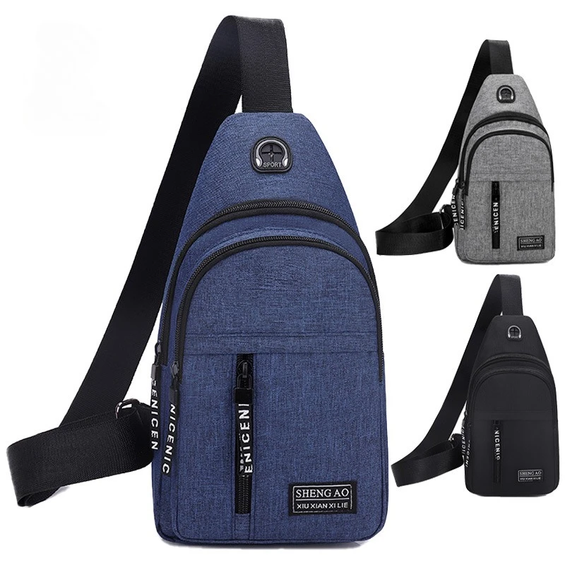 

Men's trendy business breast bag, casual earphones messenger bag, trendy shoulder breast bag, fashionable and versatile breast