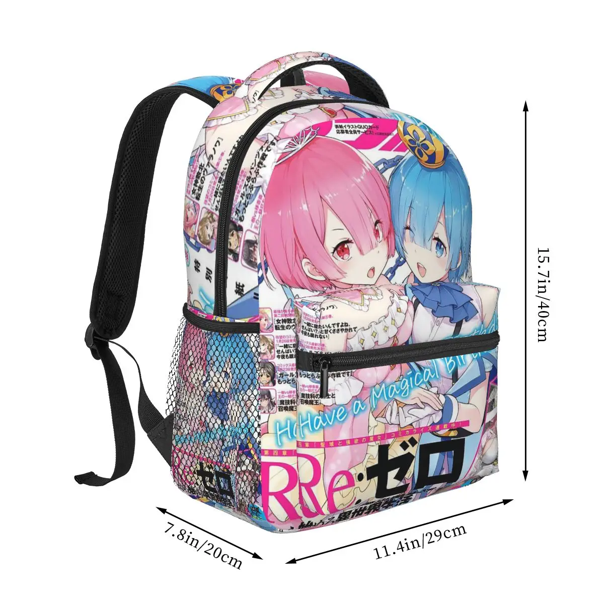 Rem Ram Re Zero Starting Life In Another World Anime Backpack Student Boys Girls BookBag Children School Bag Laptop Shoulder Bag