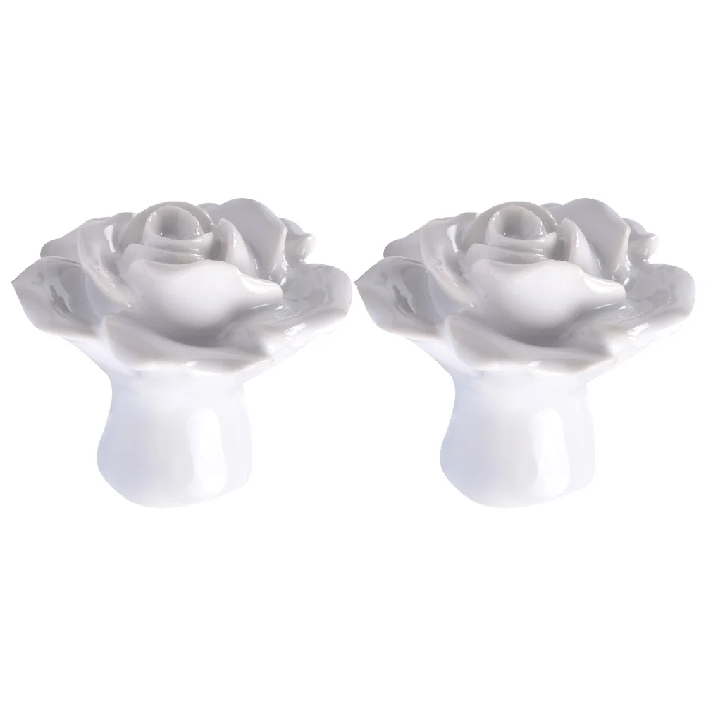 

2Pcs White Rose Design Ceramic Door Knobs Pull Handles for Kitchen Cabinet Drawer Wardrobe Chest of Drawers Easy Install with