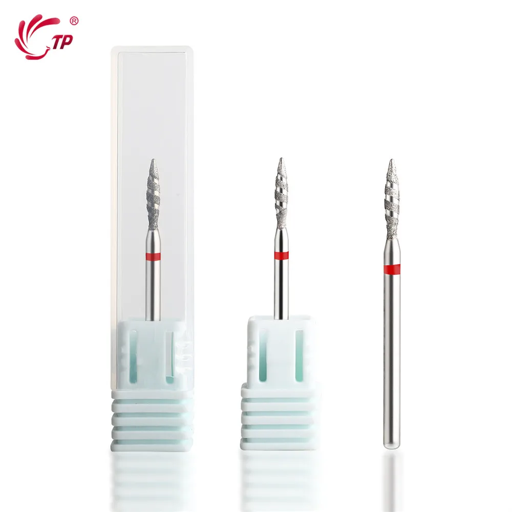 TP 1/2 個トルネード炎ダイヤモンドネイルドリルビットフライスカッターペディキュアダイヤモンドバリ電動ポリッシャーアクセサリーツール