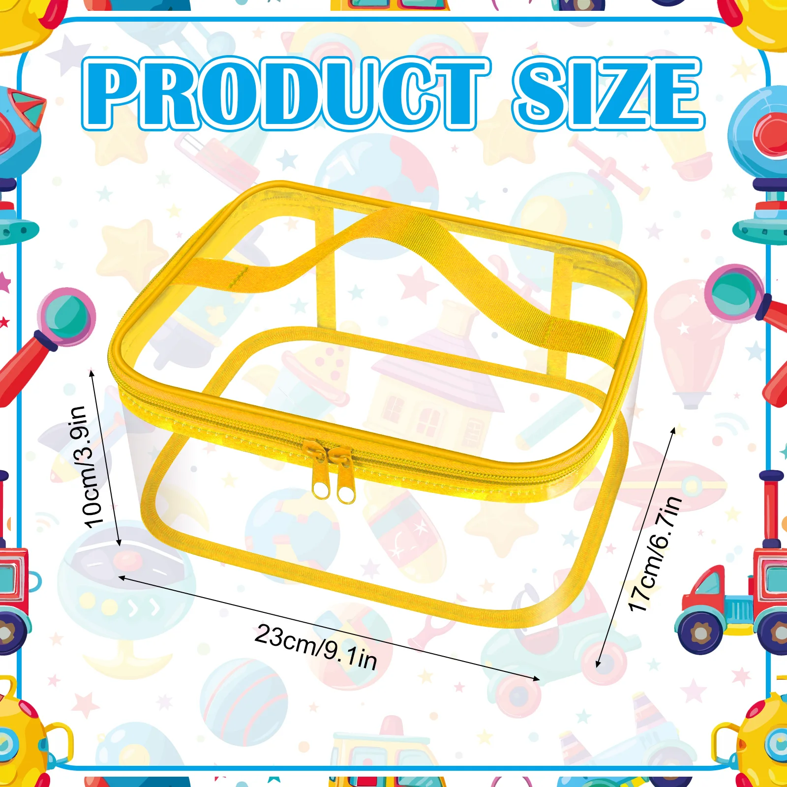 4 Pcs Clear PVC Toy Storage Bags With Handles 9.3x6.7x4.5 Inch Travel Toiletry Bags Waterproof Toy Storage Organizer Pouch With