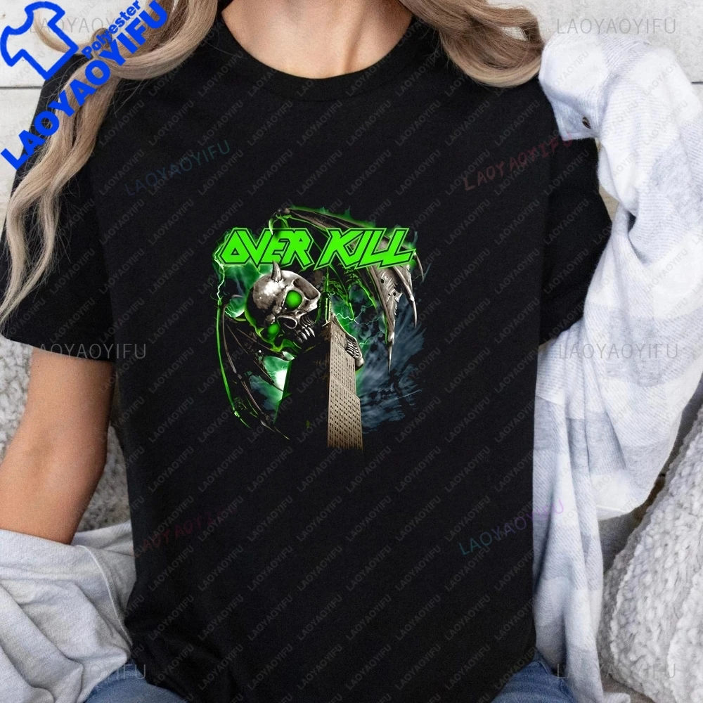 Overkill Band Printed T-shirt, Overkill Top, Harajuku Short-sleeved Shirt for Both Men and Women, Large Patterned T-shirt