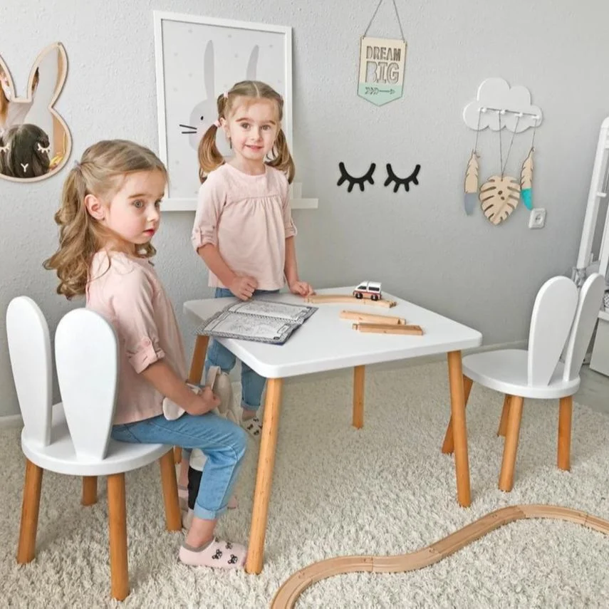 Children Furniture Study Table And Chair Suit Natural Wood Montessori Activity  Orthopedic Special Design Antiallergic