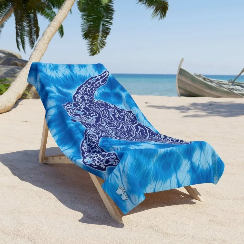 Quick Dry Microfiber Beach Towel Sand Free, Blue Turtle Sunset Print Large Bath Towel, Lightweight Absorbent Travel Swim Towels