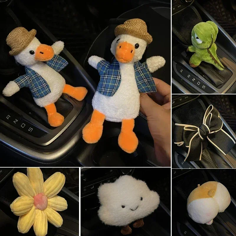 Car Handbrake Cover Gear Handle Cartoon Cute Universal Gear Protective Cover Car Decoration Set Deocrotive Accessries Ornaments