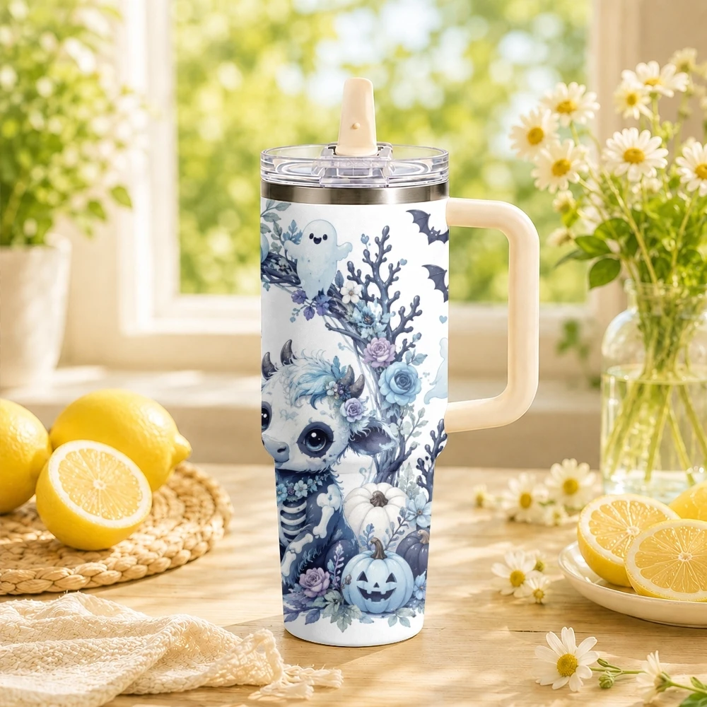 Skeleton Calf Halloween Vacuum Flasks 40oz Stainless Steel Insulated Tumbler Leakproof Vacuum Travel Mug Portable Coffee Cup