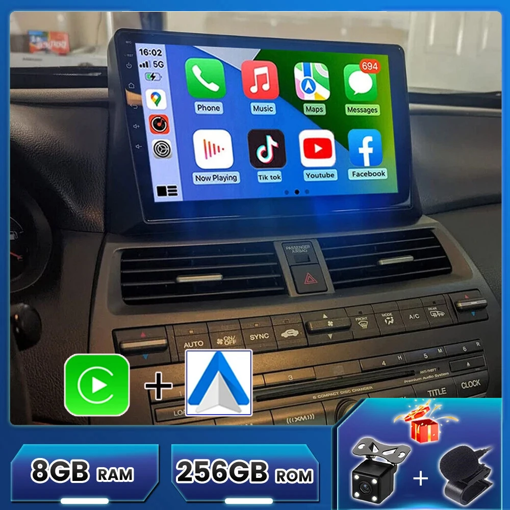 

Android 15 Carplay Auto For Honda accord 8 2008 2009 2010-2013 Car Radio GPS Navigation Multimedia Stereo Player Head Unit DSP