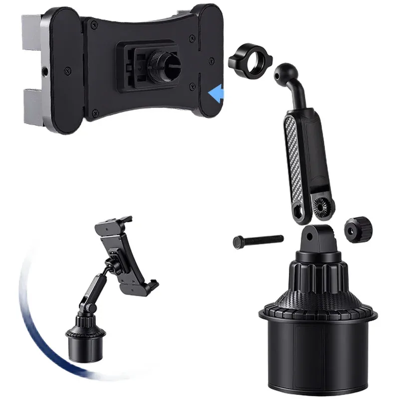 Universal Car Cup Holder Magnetic Phone Mount 360 Rotation Flexible Clip on Smartphone Stand for Secure Vehicle Use