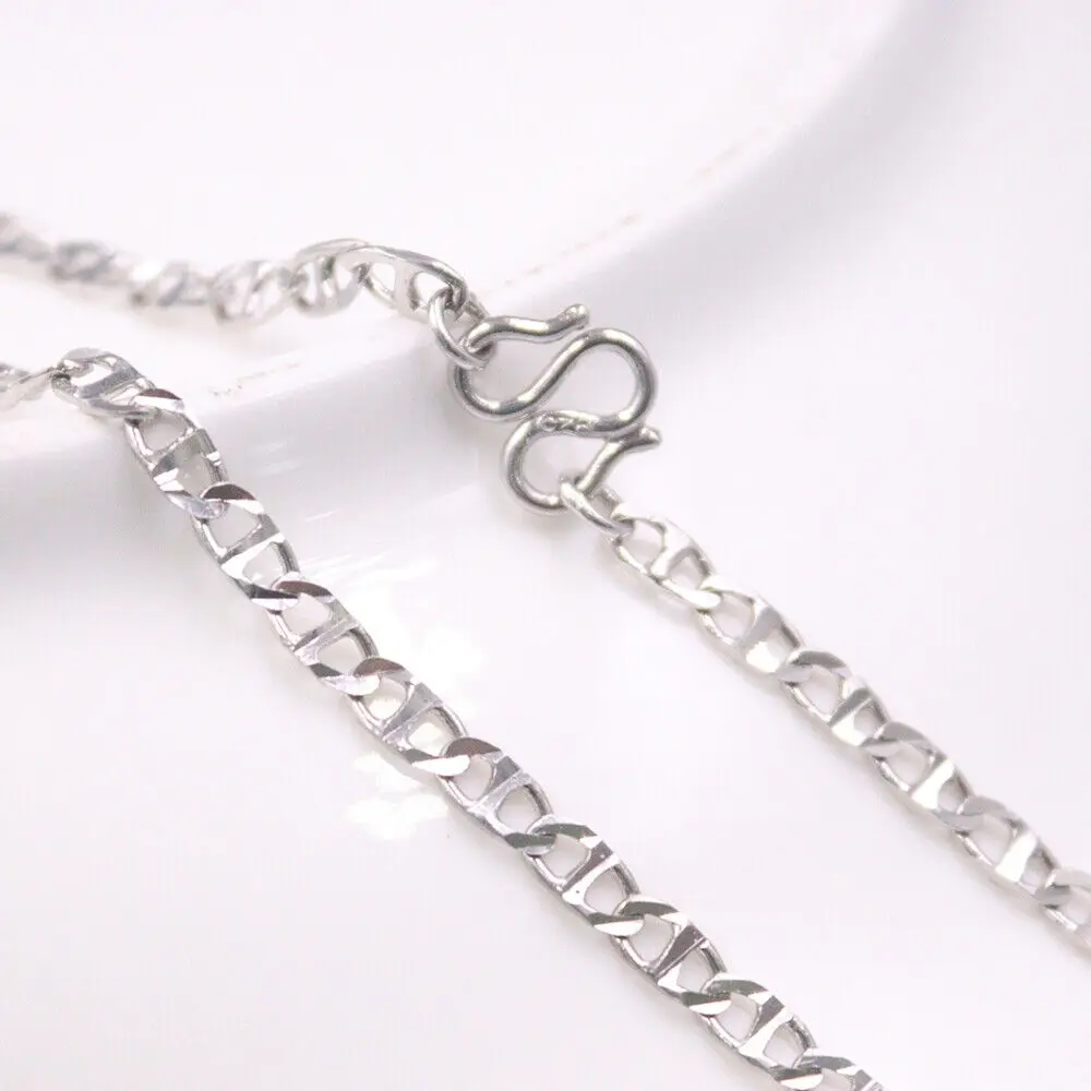 

Real 925 Sterling Silver 4mm Anchor Link Chain Necklace 17.7inch Length Stamped