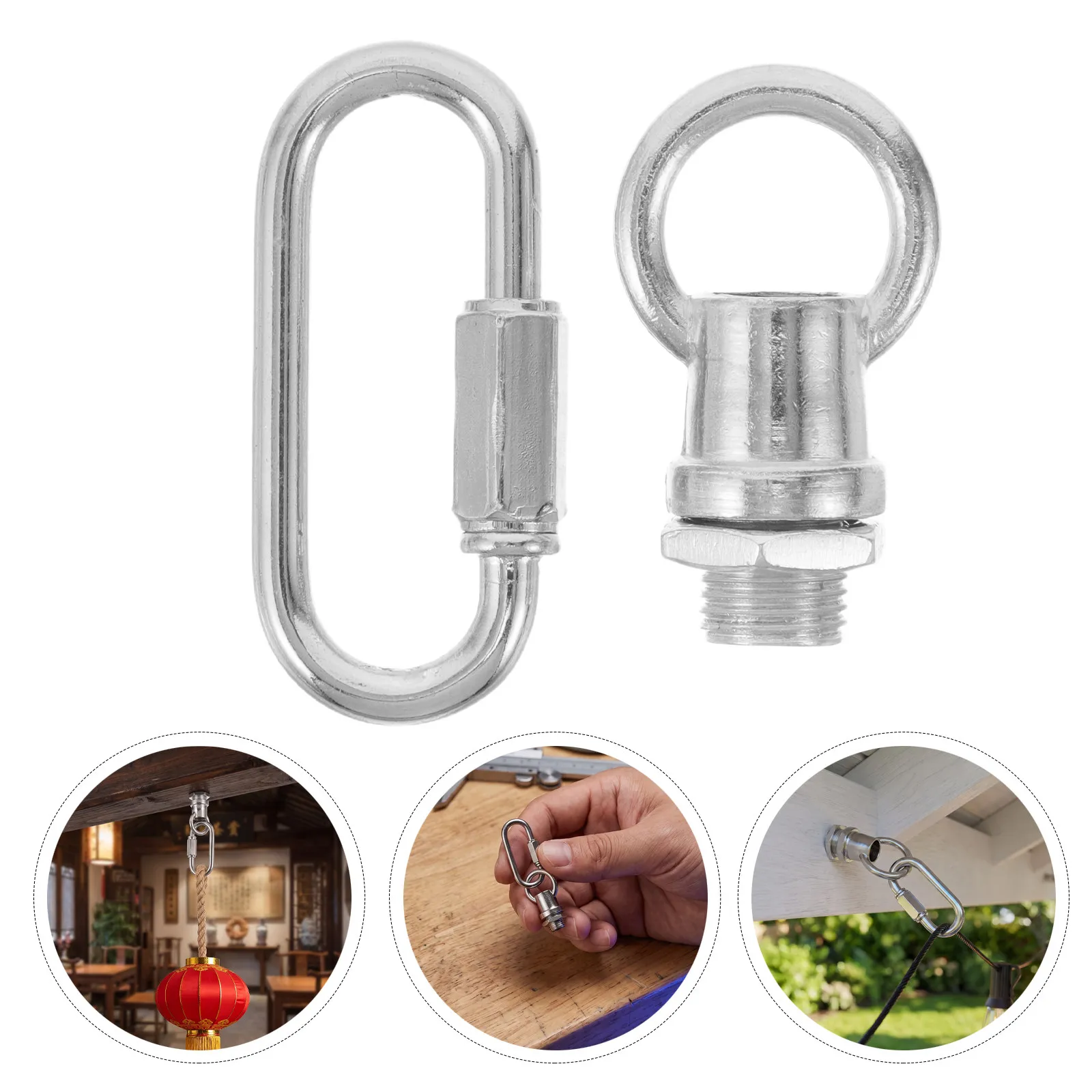 4Set Chandelier Hook Hanging Loop M10 Threaded Lamp Hanging Ring Secure Suspension Pendant Light Industrial Style
