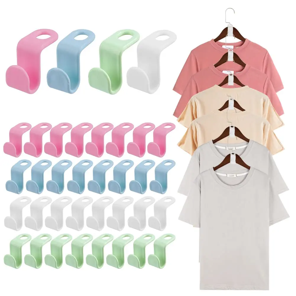 10/5Pcs Clothes Hanger Hooks Space Saving Closet Connector Hook Cascading Hanger Plastic Extender Clips Wardrobe Coat Organizer