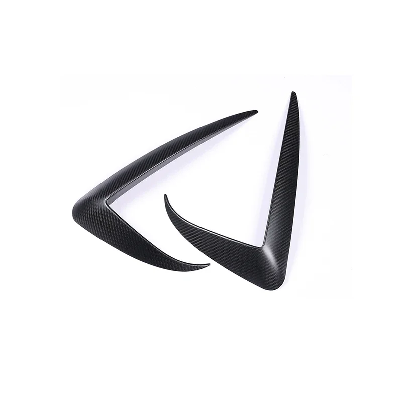 Real Carbon Fiber Front Light Trim for Tesla Model 3 Dry Carbon 3K 240G Lamp Blade Cover Decor Sticker Modification Accessories