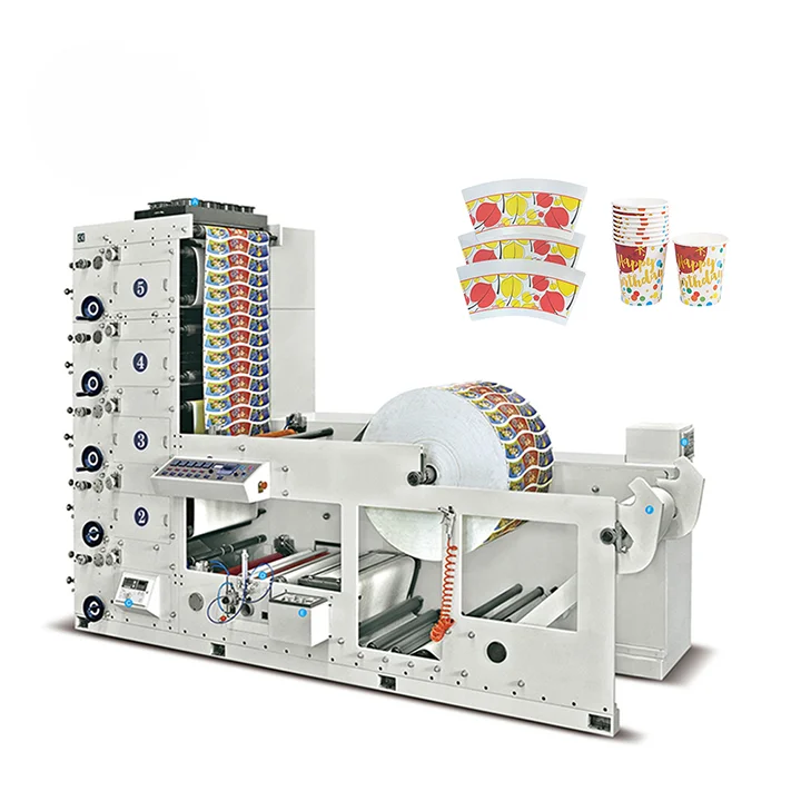 High Speed 2 3 4 6 Color Flexographic Paper Cup Printing Machine with UV Dryer